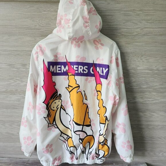 Members Only Garfield & Odie Paw Print Graphic Windbreaker Jacket Cartoon M - Picture 3 of 16